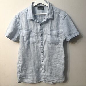 Kenneth cole light blue shirt short sleeve size XL-L linen